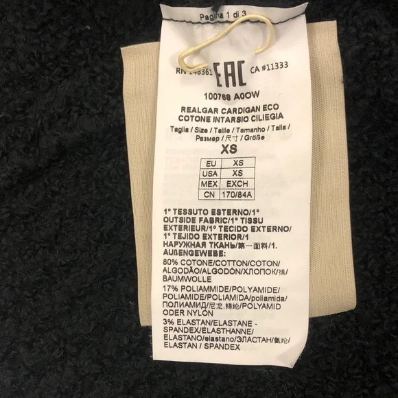 Pinko XS (up to XL) Realgar Cardigan Black w Red Green Cherry 🍒 Logo Design back - Picture 10 of 14